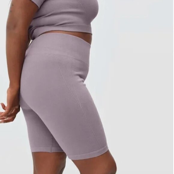 Everlane Seamless Bike Short S Womens New Light Purple Stretch High Rise Ribbed - Picture 2 of 10